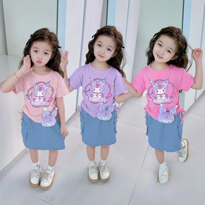  set girls kuromi cargo skirt CFU2706242439SP29C - setelan anak perempuan